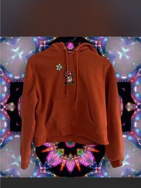 Obey Rust Orange Mushroom Graphic Hoodie Sweater - Women